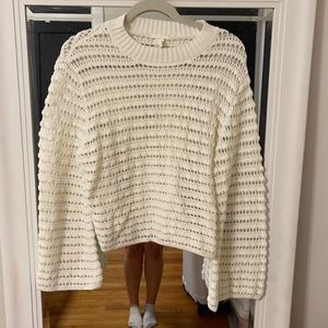 White Cropped, Wide Sleeve Sweater
